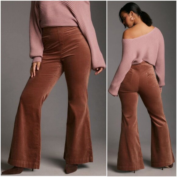 Anthropologie Pilcro Pants Pull-On Mid-Rise Velvet Retro Flare Jeans 70s size 28 - Picture 4 of 16